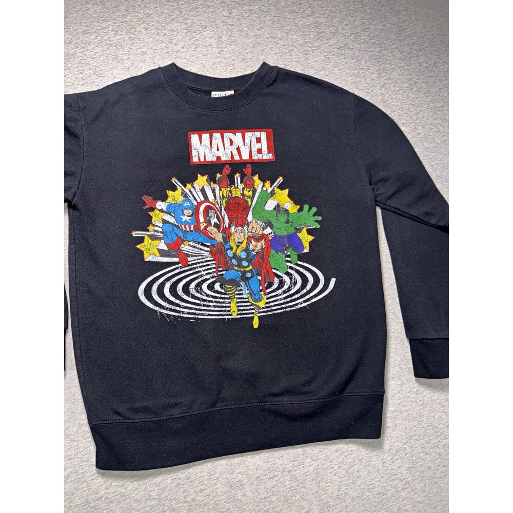 Marvel Men's Black Crewneck Sweatshirt Avengers Graphic Size M